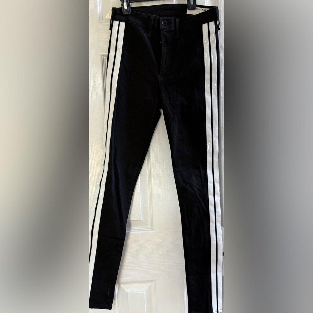 rag & bone Black and White Striped Jeans 27